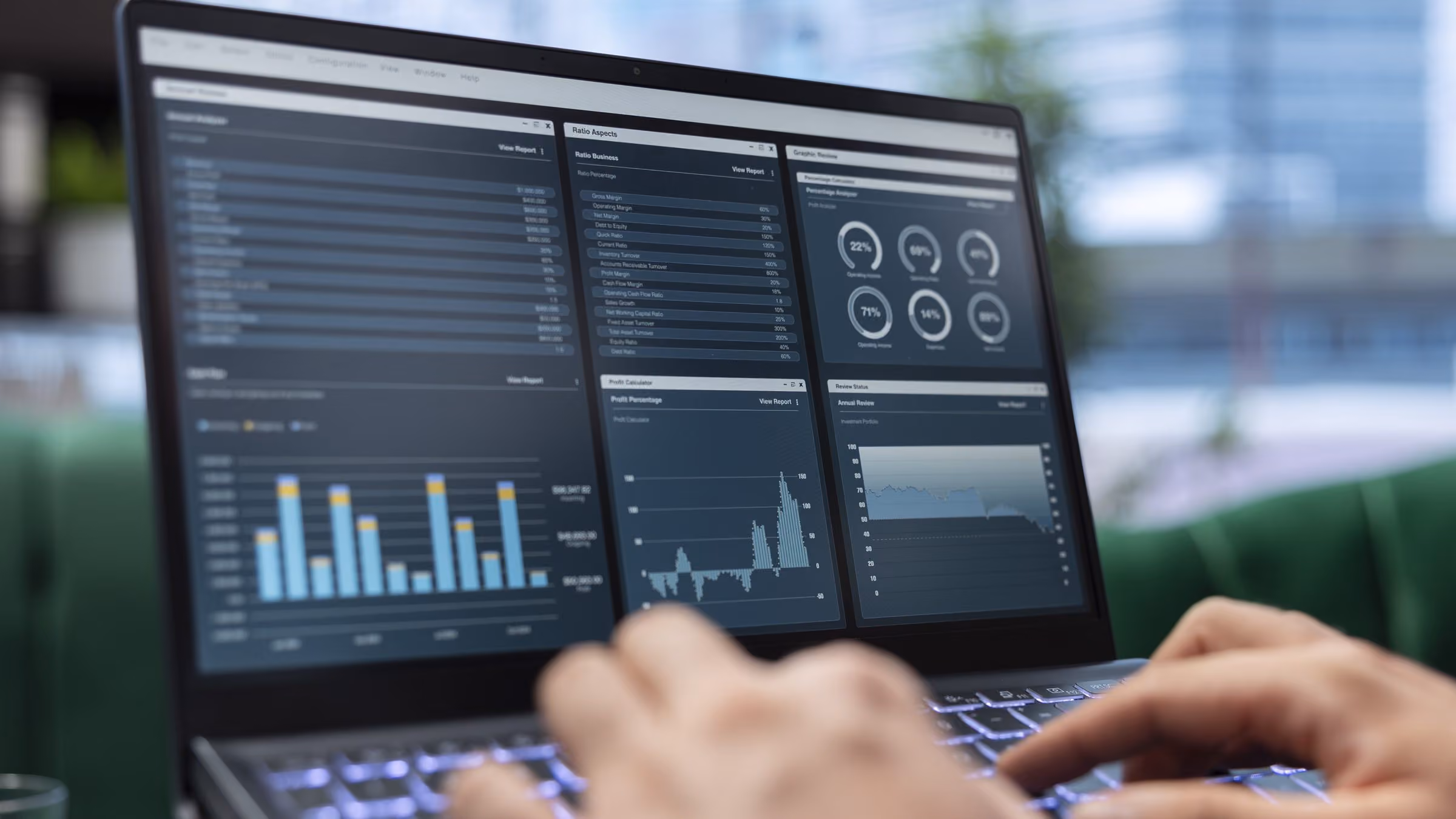 Laptop showing charts and performance dashboards